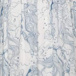 Pre Owned See by Chloe White & Blue Printed Cotton Dress L