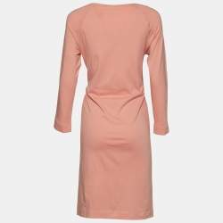 Pre Owned See by Chloe Peach Logo Print Cotton Long Sleeve T-Shirt Dress S