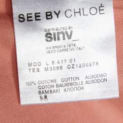 Pre Owned See by Chloe Peach Logo Print Cotton Long Sleeve T-Shirt Dress S