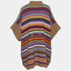 See By Chloe Brown Striped Wool Knit Button Front Cardigan L