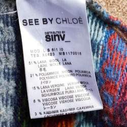 See By Chloe Brown Striped Wool Knit Button Front Cardigan L