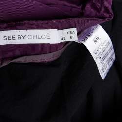 See by Chloe Purple Cotton Pleated Tie Detail Mini Skirt M