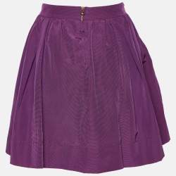 See by Chloe Purple Cotton Pleated Tie Detail Mini Skirt M
