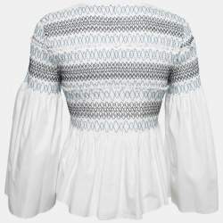 Pre Owned See by Chloe White Cotton Smocked Detail Top M