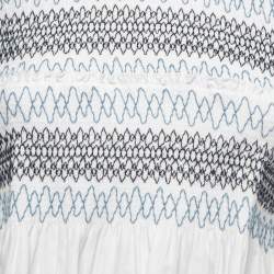 Pre Owned See by Chloe White Cotton Smocked Detail Top M