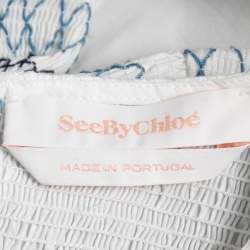 Pre Owned See by Chloe White Cotton Smocked Detail Top M
