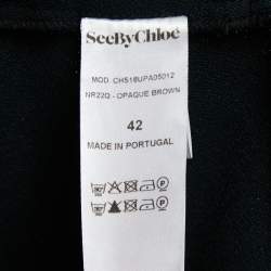 Pre Owned See by Chloe Black Crepe Side Trim Detail Pants L
