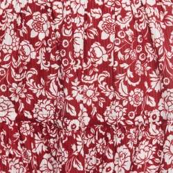 Pre Owned See by Chloe Red Floral Printed Cotton Lace Trimmed Mini Skirt S