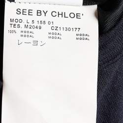 Pre Owned See by Chloe Black Modal Knit Neck Trim Tunic L