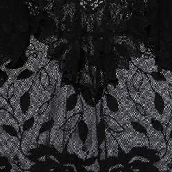 Pre Owned See by Chloe Black Embroidered Cotton Blend Ruffled Mesh Top M