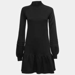 See by Chloe Black Knit High-Neck Sweater Dress S