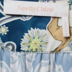 Pre Owned See by Chloe Blue Tarot Card Print Crepe Caftan Dress M