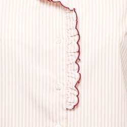 Pre Owned See by Chloe Beige Striped Cotton Ruffled Shirt S