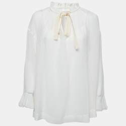 See by Chloe Snow White Cotton & Silk Flared Blouse S