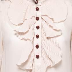 See by Chloe Beige Crepe de Chine Ruffled Tiered Maxi Dress M