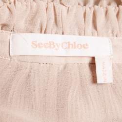 See by Chloe Beige Crepe de Chine Ruffled Tiered Maxi Dress M