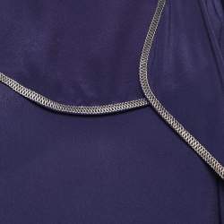 Pre Owned See by Chloe Dark Purple Crepe Ruffle Detail High Neck Long Sleeve Top M