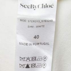 Pre Owned See by Chloe White Cotton Ruffle Detailed Asymmetrical Maxi Dress M