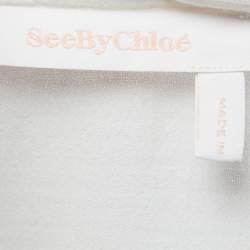 Pre Owned See by Chloe White Cotton Ruffle Detailed Asymmetrical Maxi Dress M