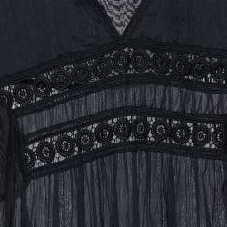 Pre Owned See by Chloe Black Cotton Lace Trim Tie Detail Mini Dress XL