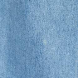 Pre Owned See by Chloe Blue Washed Denim Raw-Trimmed Midi Skirt L