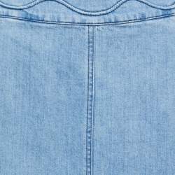 Pre Owned See by Chloe Blue Washed Denim Raw-Trimmed Midi Skirt L