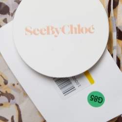 Pre Owned See by Chloe Brown/Yellow Tiger Print Silk Tie Waist Sleeveless Short Dress S