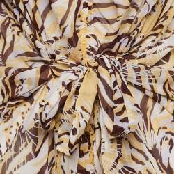 Pre Owned See by Chloe Brown/Yellow Tiger Print Silk Tie Waist Sleeveless Short Dress S