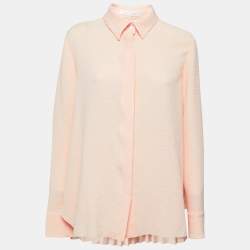 Pre Owned See by Chloe Salmon Pink Textured Crepe Button Front Shirt M