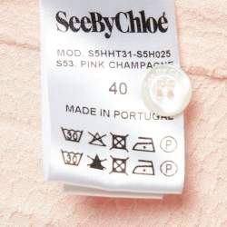 مملوكة مسبقًا See by Chloe Salmon Pink Textured Crepe Button Front Shirt M