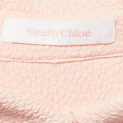 مملوكة مسبقًا See by Chloe Salmon Pink Textured Crepe Button Front Shirt M