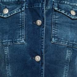 Pre Owned See by Chloe Blue Distressed Corduroy Button Front Cropped Jacket S