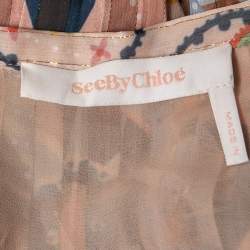 Pre Owned See by Chloe Multicolor Floral Printed Crepe Pleated Maxi Skirt L
