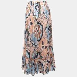 Pre Owned See by Chloe Multicolor Floral Printed Crepe Pleated Maxi Skirt L