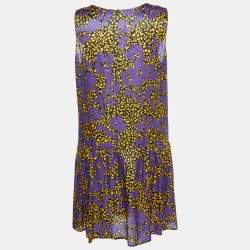 See by Chloe Purple Printed Cotton & Silk Bow Detail Mini Dress M
