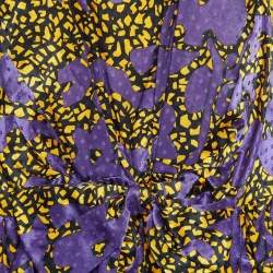 See by Chloe Purple Printed Cotton & Silk Bow Detail Mini Dress M