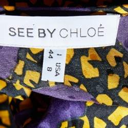See by Chloe Purple Printed Cotton & Silk Bow Detail Mini Dress M