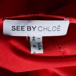 Pre Owned See by Chloé Coral Red Cotton Knit Mini Dress M