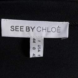 Pre Owned See by Chloe Black Cotton Knit & Silk Shift Dress L