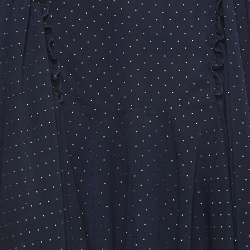 Pre Owned See by Chloe Navy Blue Dotted Chiffon Asymmetrical Skirt S