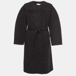See by Chloe Black Wool Open-Front Belted Coat S