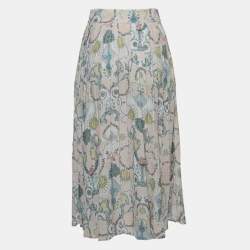Pre Owned See by Chloe Pink Printed Pleated Crepe Midi Skirt S