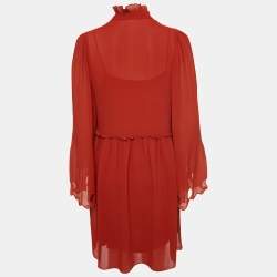 Pre Owned See by Chloé Earthy Red Georgette Bell Sleeve Mini Dress S