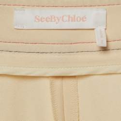 Pre Owned See by Chloe Beige Crepe Stitch Detail Tapered Trousers M