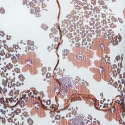 Pre Owned See by Chloe White/ Brown Floral Print Stretch Crepe Midi Dress L