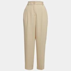 See by Chloe Cream Crepe Contrast Stitch Detail Trousers L
