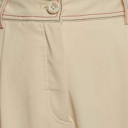 See by Chloe Cream Crepe Contrast Stitch Detail Trousers L