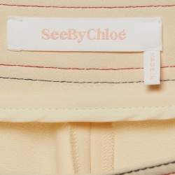 See by Chloe Cream Crepe Contrast Stitch Detail Trousers L