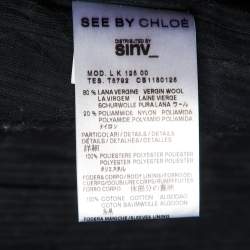 Pre Owned See by Chloe Black Checked Wool Double Breasted Coat M