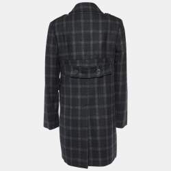 Pre Owned See by Chloe Black Checked Wool Double Breasted Coat M